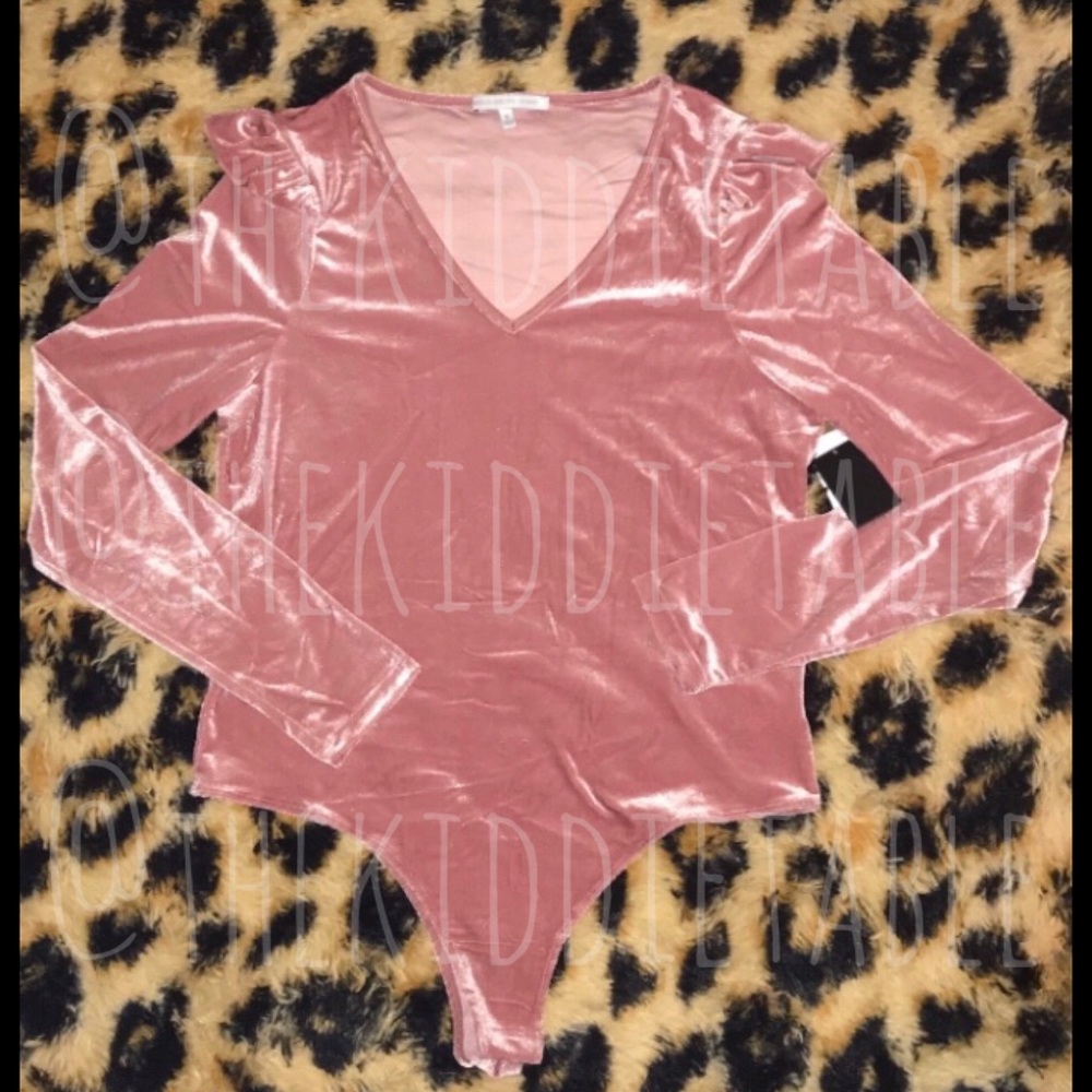 Blush Pink Velvet Bodysuit